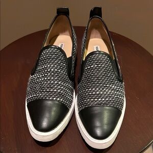 Karl Lagerfeld Black and White Flats with Leather Accents
